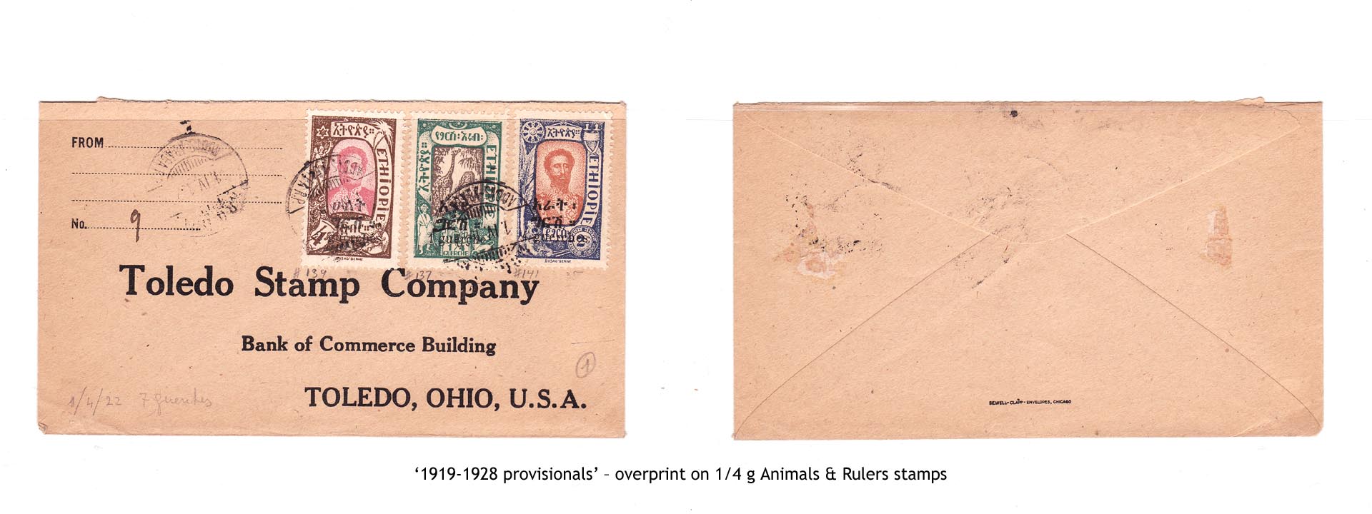 1919-1928 provisionals’ – overprint on 1-4 g Animals & Rulers stamps