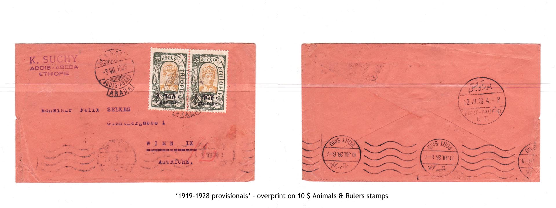 1919-1928 provisionals’ – overprint on 10$ Animals & Rulers stamps