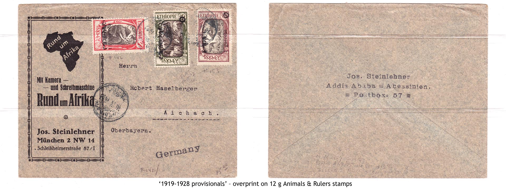 1919-1928 provisionals’ – overprint on 12 g Animals & Rulers stamps