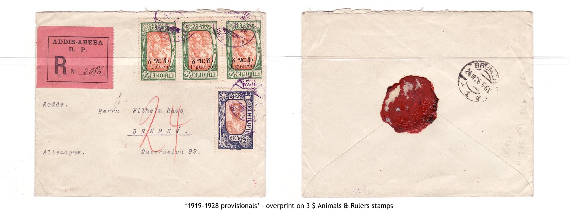 1919-1928 provisionals’ – overprint on 3$ Animals & Rulers stamps