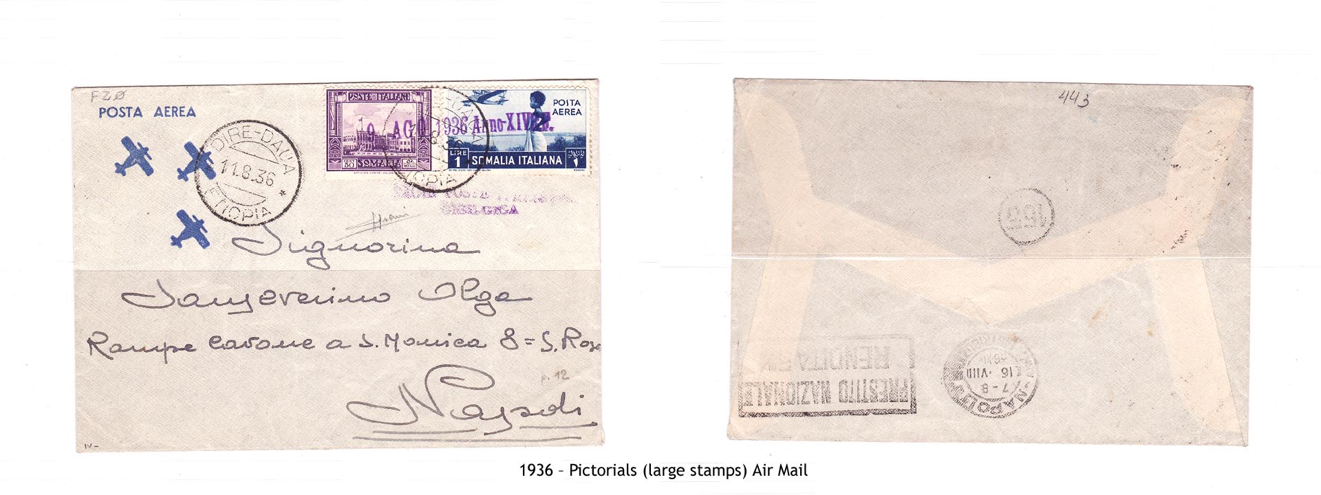 1936 – Somalia pictorials (large stamps) Air Mail