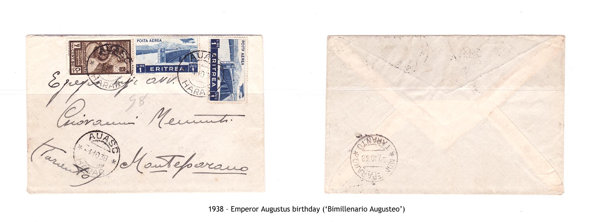 1938 – AOI Emperor Augustus birthday (‘Bimillenario Augusteo’)