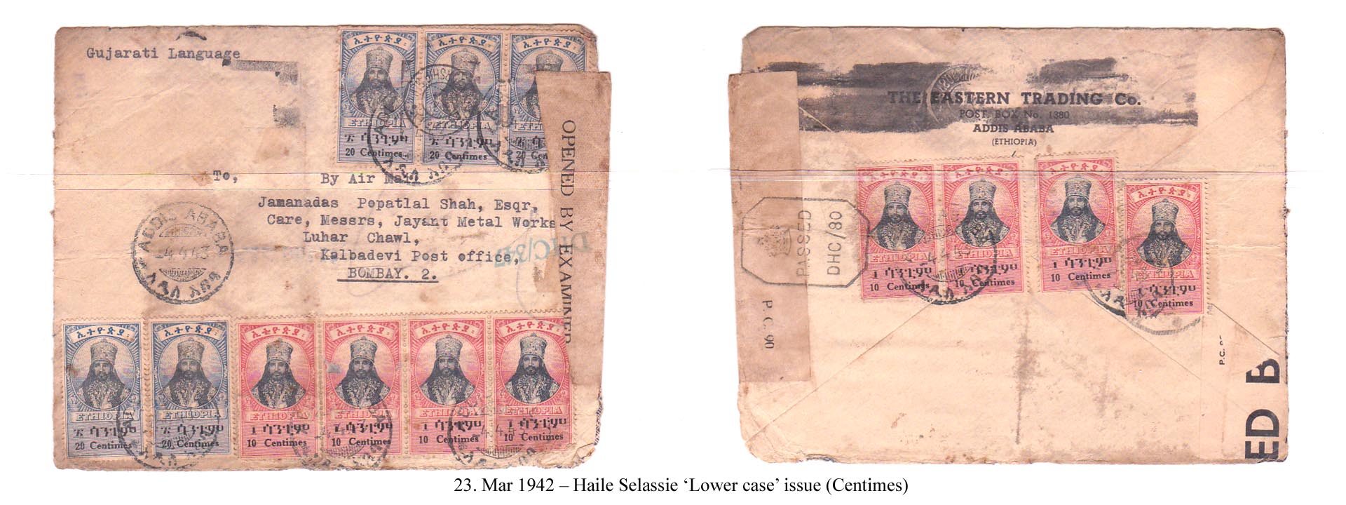 19420323 – Haile Selassie ‘Lower case’ issue (Centimes)
