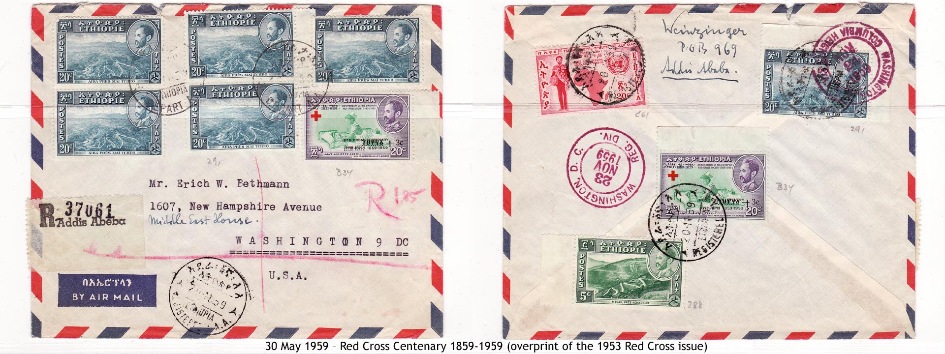 19590530 – Red Cross Centenary 1859-1959 (overprint of the 1953 Red Cross issue)
