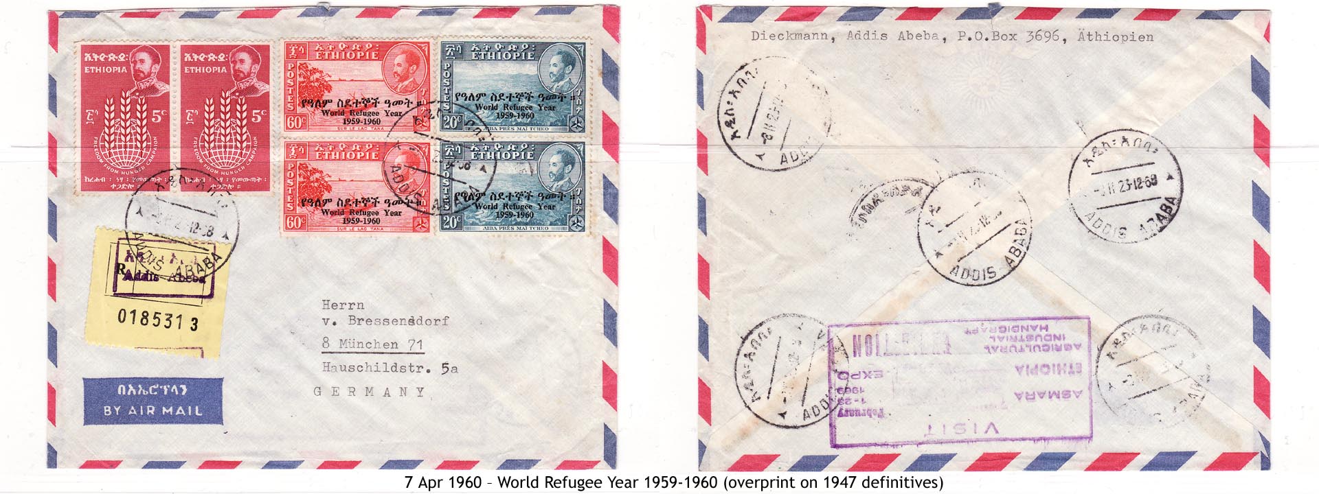 19600407 – World Refugee Year 1959-1960 (overprint on 1947 definitives)